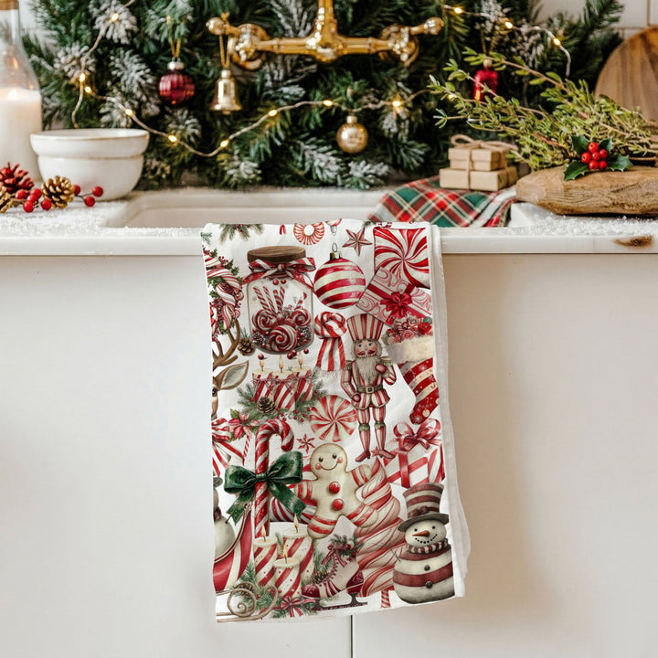 Peppermint Co Candy Cane Christmas Kitchen Tea Towel Holiday Decor Fun Gift Idea