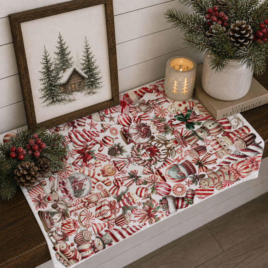 Peppermint Co Candy Cane Christmas Kitchen Tea Towel Holiday Decor Fun Gift Idea