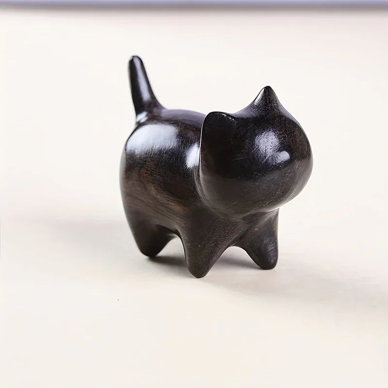 Wood Cat Statue Paperweight