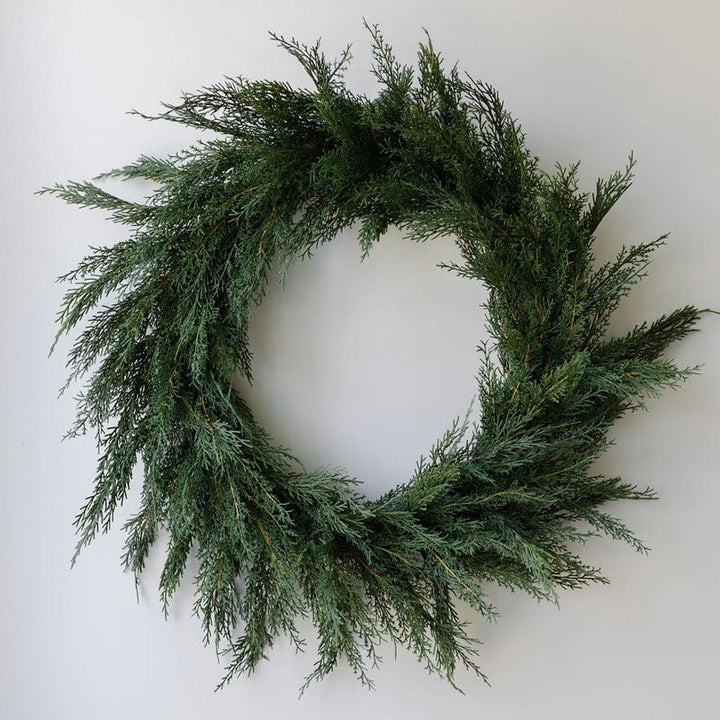30" Faux Evergreen Cedar Wreath Door Wall Hanging Holiday Home Decor