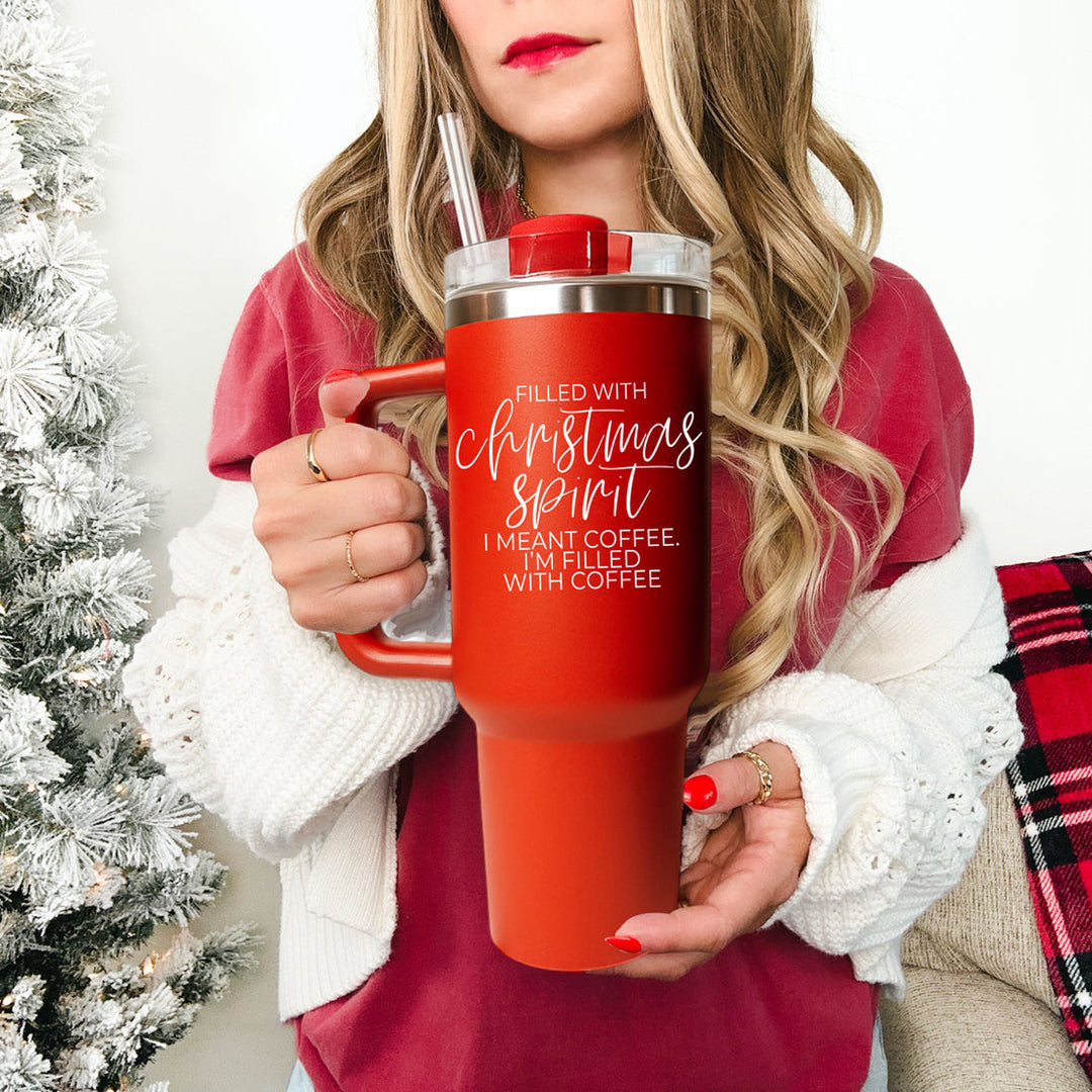 Christmas Spirit OG Insulated Tumbler 40oz Red Handle Lid Straw Fun Holiday Gift