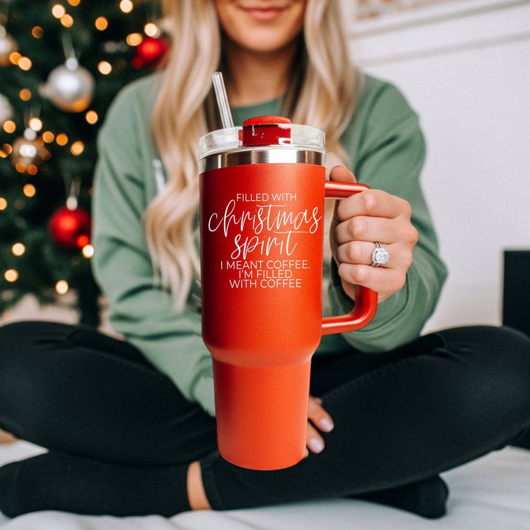 Christmas Spirit OG Insulated Tumbler 40oz Red Handle Lid Straw Fun Holiday Gift