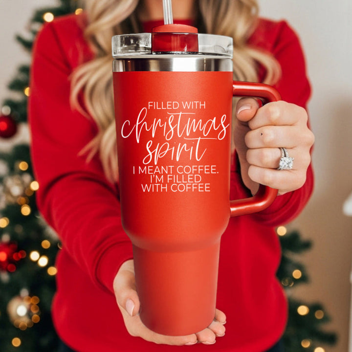 Christmas Spirit OG Insulated Tumbler 40oz Red Handle Lid Straw Fun Holiday Gift