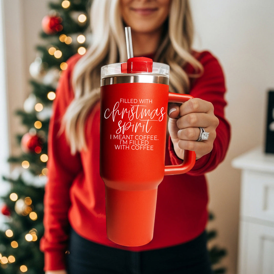 Christmas Spirit OG Insulated Tumbler 40oz Red Handle Lid Straw Fun Holiday Gift