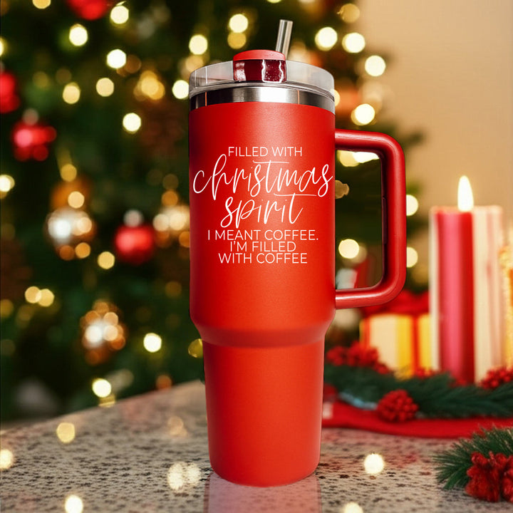 Christmas Spirit OG Insulated Tumbler 40oz Red Handle Lid Straw Fun Holiday Gift