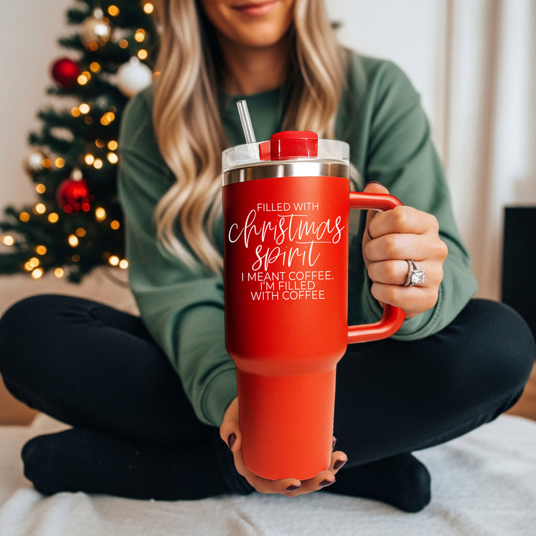 Christmas Spirit OG Insulated Tumbler 40oz Red Handle Lid Straw Fun Holiday Gift