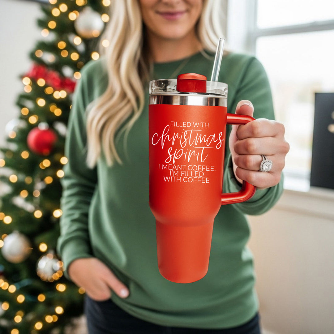 Christmas Spirit OG Insulated Tumbler 40oz Red Handle Lid Straw Fun Holiday Gift