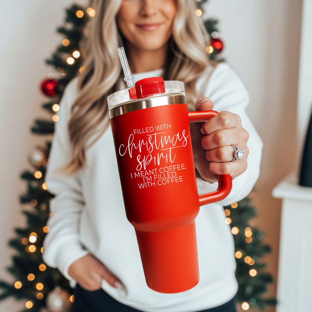 Christmas Spirit OG Insulated Tumbler 40oz Red Handle Lid Straw Fun Holiday Gift