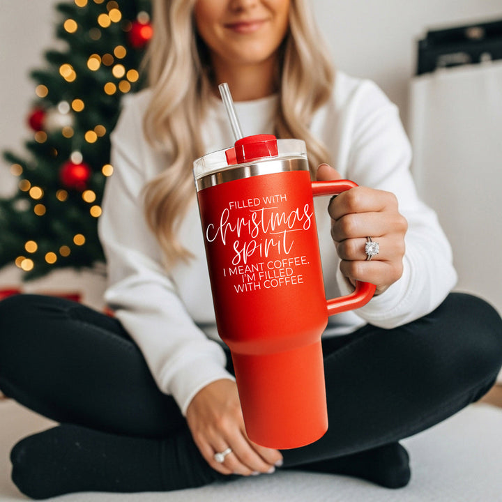 Christmas Spirit OG Insulated Tumbler 40oz Red Handle Lid Straw Fun Holiday Gift