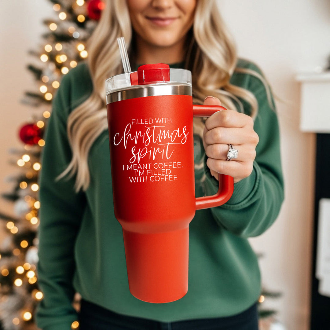 Christmas Spirit OG Insulated Tumbler 40oz Red Handle Lid Straw Fun Holiday Gift