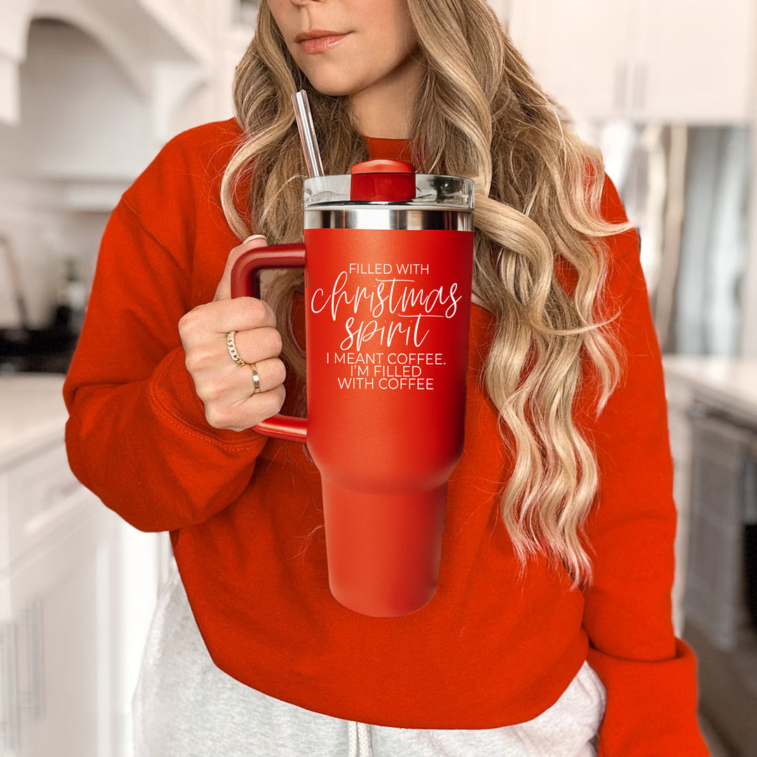 Christmas Spirit OG Insulated Tumbler 40oz Red Handle Lid Straw Fun Holiday Gift