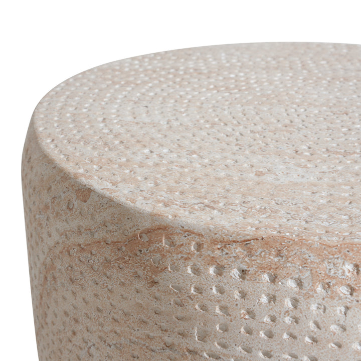 Outdoor/Indoor Lightweight Concrete Side Table - Travertine Finish