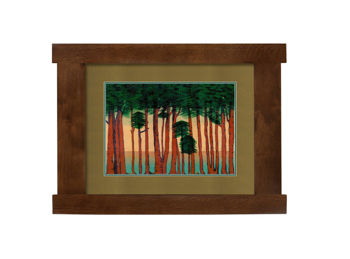 Arts &amp; Crafts Mission Oak Framed Art with Silent Forest Walnut finish