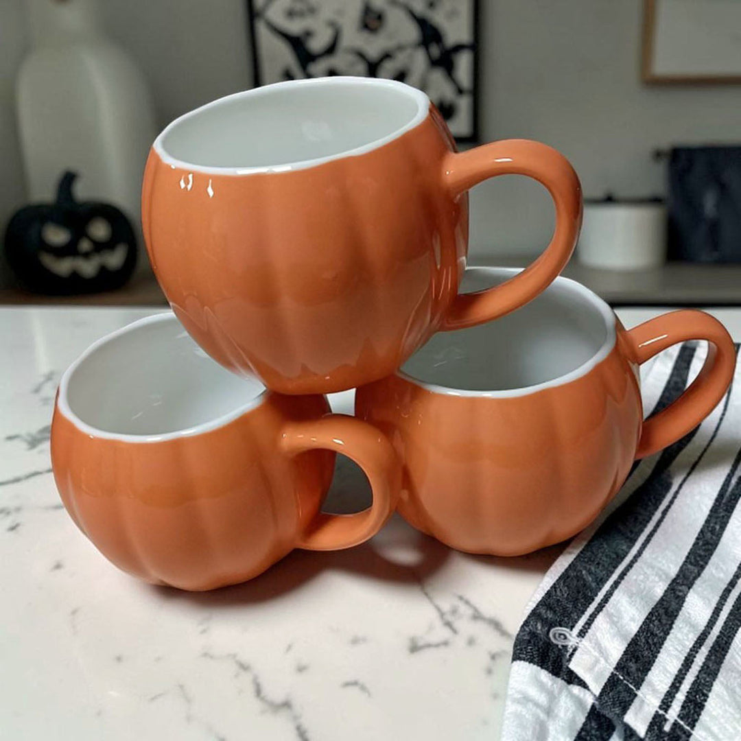 Pumpkin Shaped Ceramic Coffee Mug 16.8oz Fall Drinkware Great Gift for Friends