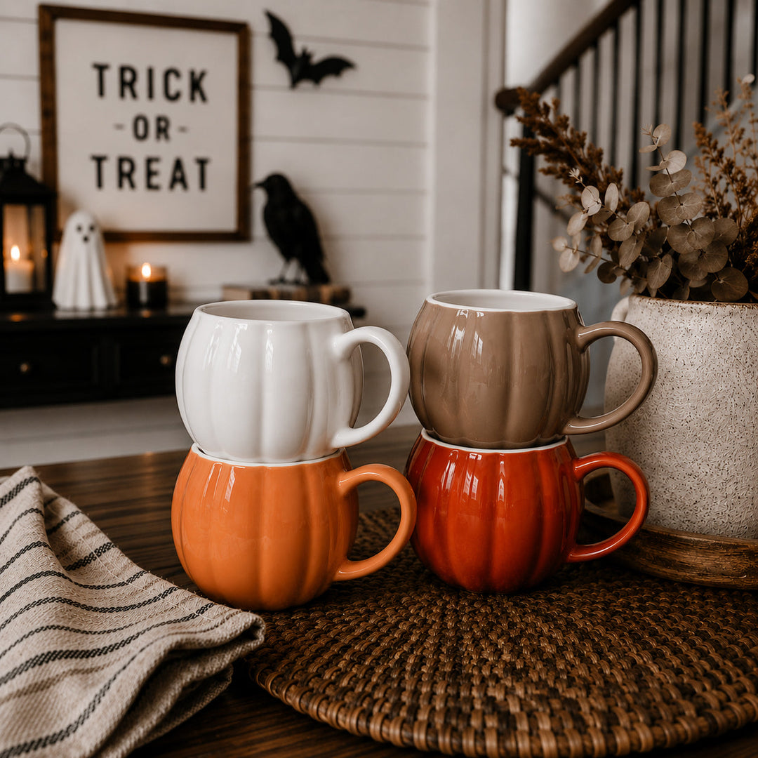 Pumpkin Shaped Ceramic Coffee Mug 16.8oz Fall Drinkware Great Gift for Friends