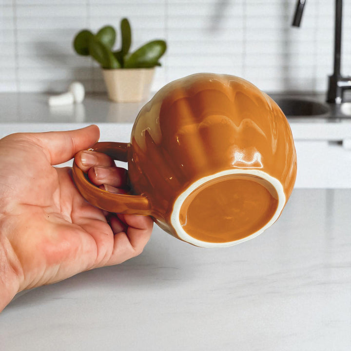 Pumpkin Shaped Ceramic Coffee Mug 16.8oz Fall Drinkware Great Gift for Friends