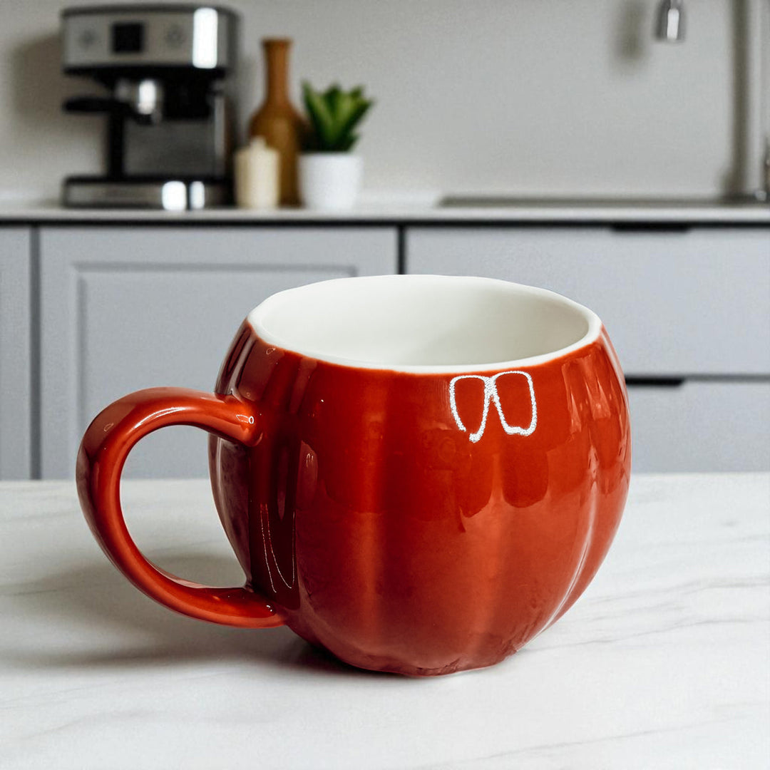 Pumpkin Shaped Ceramic Coffee Mug 16.8oz Fall Drinkware Great Gift for Friends