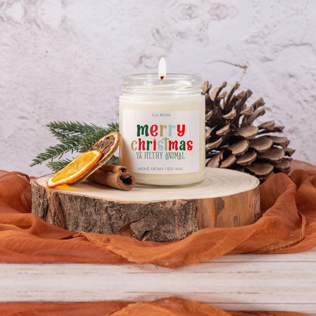 Merry Christmas Scented Soy Blend Candle 9oz Jar Holiday Great Gift for Friends