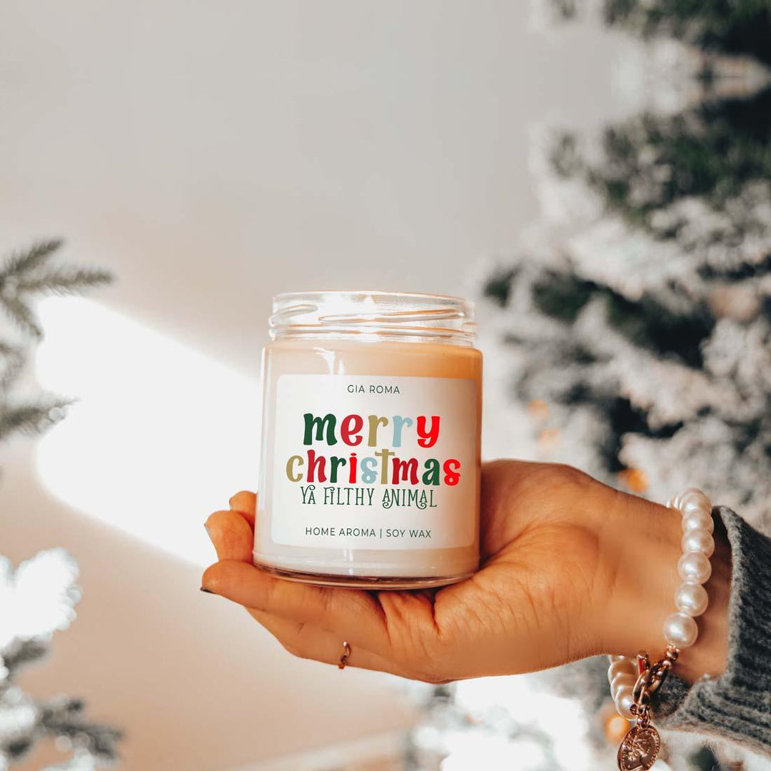 Merry Christmas Scented Soy Blend Candle 9oz Jar Holiday Great Gift for Friends