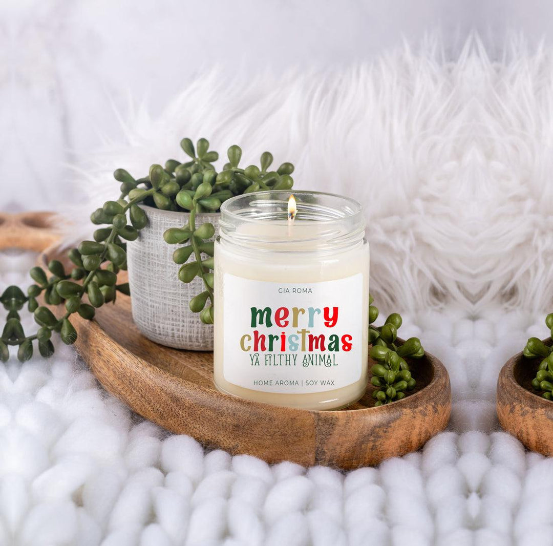 Merry Christmas Scented Soy Blend Candle 9oz Jar Holiday Great Gift for Friends