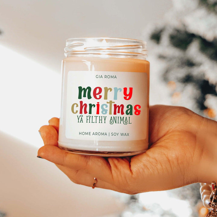 Merry Christmas Scented Soy Blend Candle 9oz Jar Holiday Great Gift for Friends