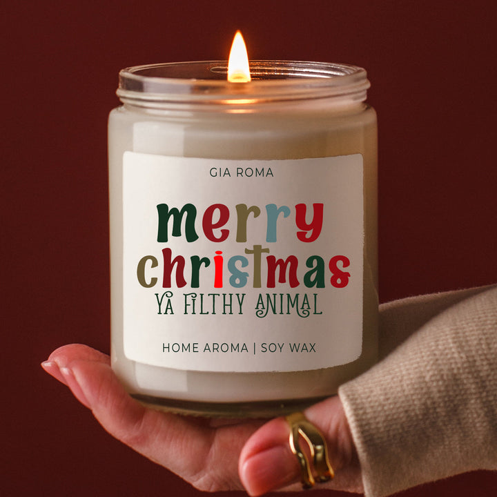 Merry Christmas Scented Soy Blend Candle 9oz Jar Holiday Great Gift for Friends