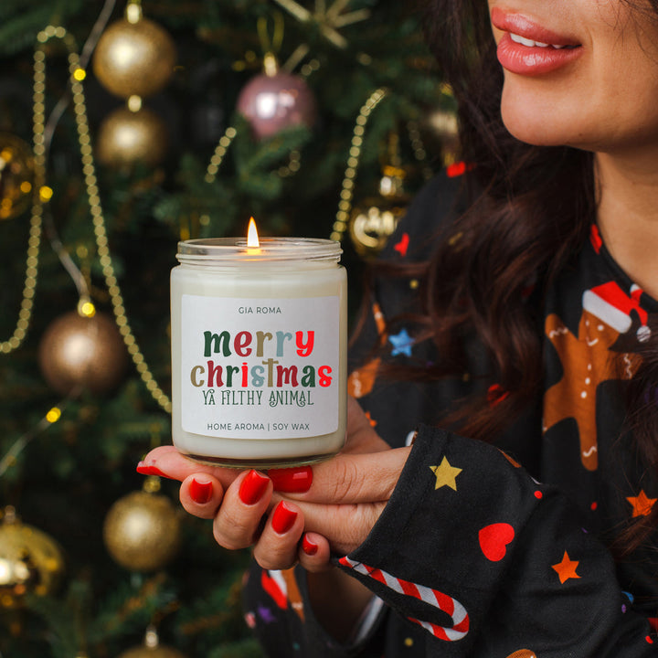 Merry Christmas Scented Soy Blend Candle 9oz Jar Holiday Great Gift for Friends