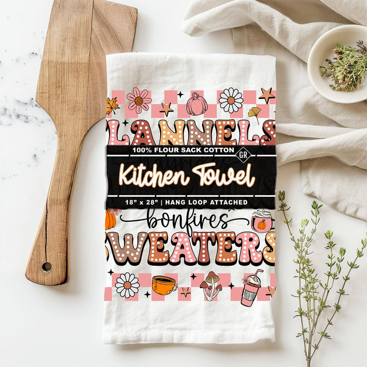 Pink Flannels Retro Fall Kitchen Tea Towel Autumn Decor Great Gift for Friends