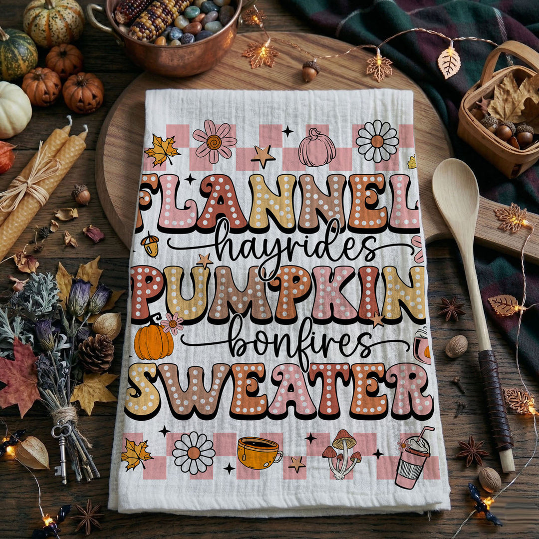 Pink Flannels Retro Fall Kitchen Tea Towel Autumn Decor Great Gift for Friends