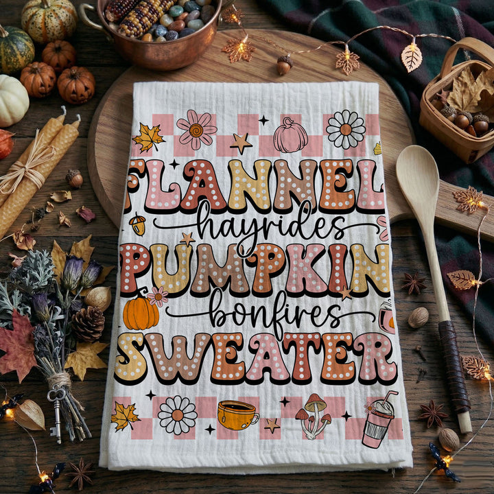 Pink Flannels Retro Fall Kitchen Tea Towel Autumn Decor Great Gift for Friends