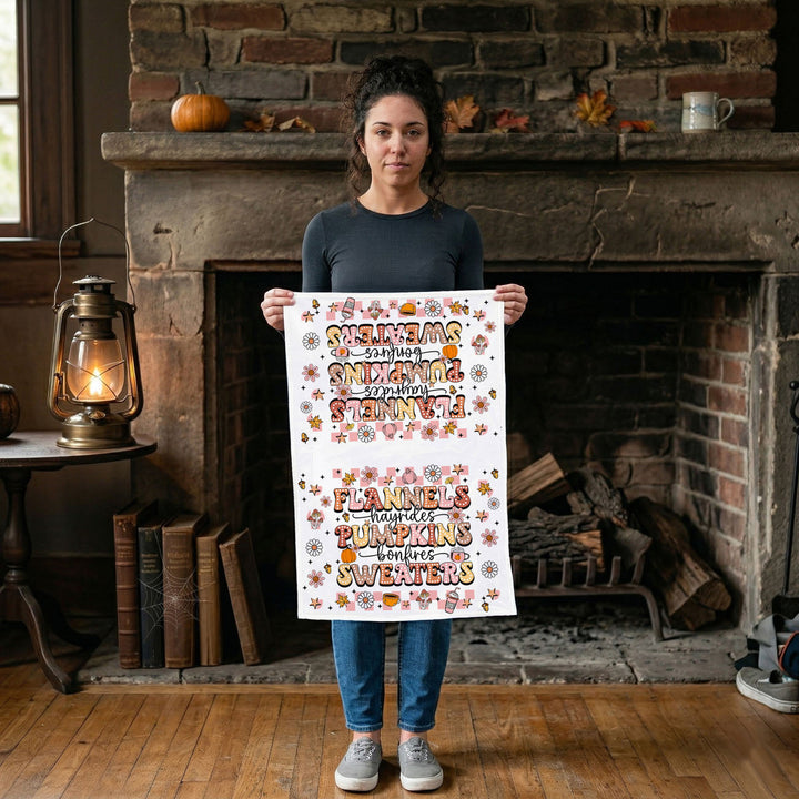 Pink Flannels Retro Fall Kitchen Tea Towel Autumn Decor Great Gift for Friends