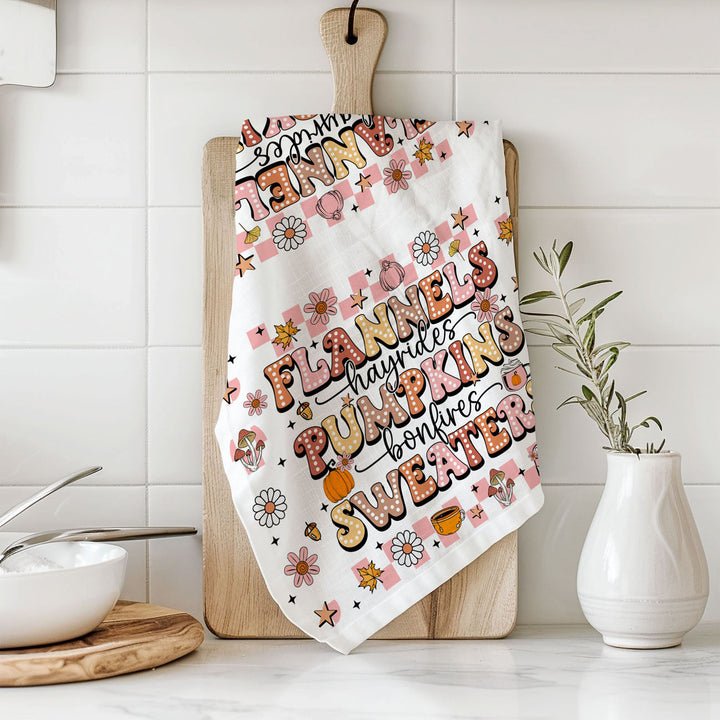 Pink Flannels Retro Fall Kitchen Tea Towel Autumn Decor Great Gift for Friends