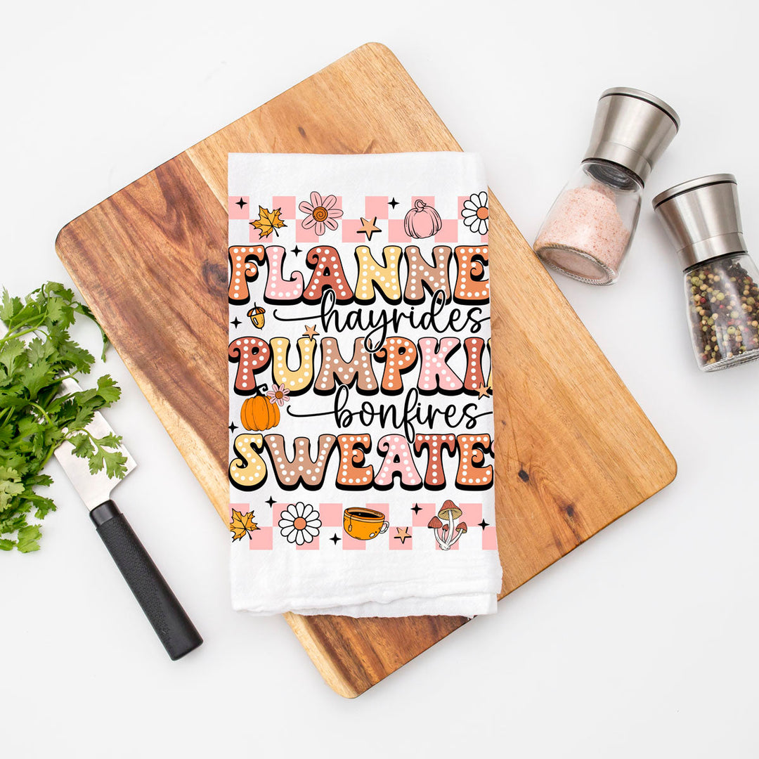 Pink Flannels Retro Fall Kitchen Tea Towel Autumn Decor Great Gift for Friends