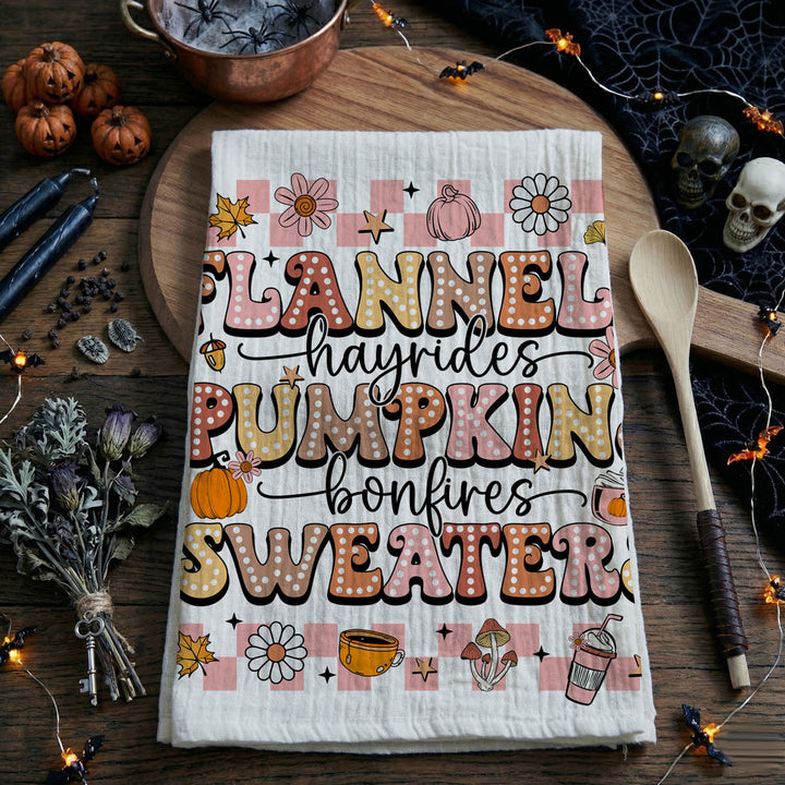 Pink Flannels Retro Fall Kitchen Tea Towel Autumn Decor Great Gift for Friends