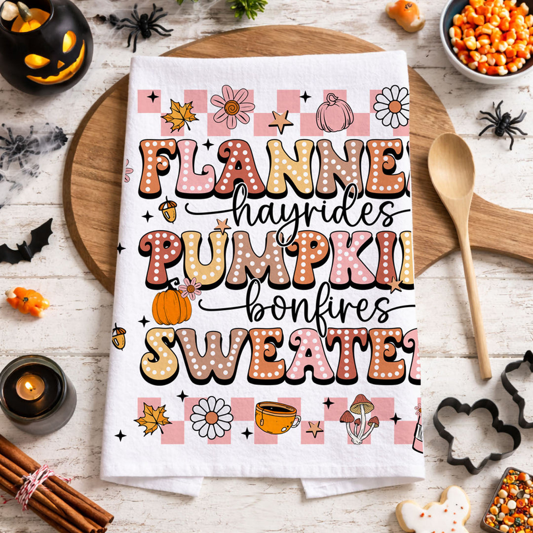 Pink Flannels Retro Fall Kitchen Tea Towel Autumn Decor Great Gift for Friends