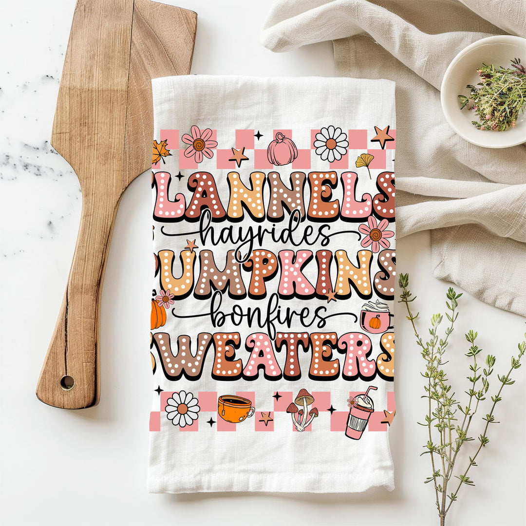 Pink Flannels Retro Fall Kitchen Tea Towel Autumn Decor Great Gift for Friends