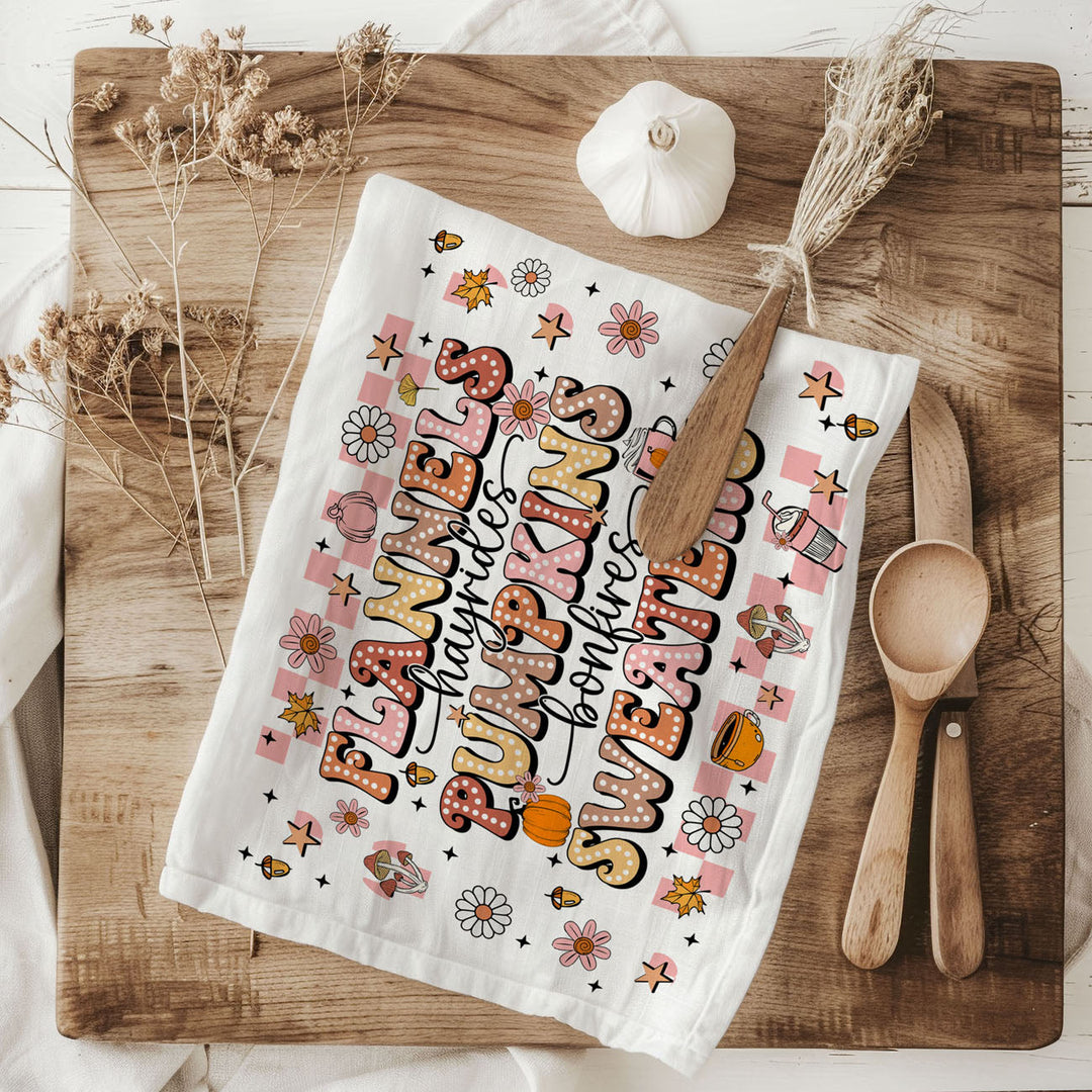 Pink Flannels Retro Fall Kitchen Tea Towel Autumn Decor Great Gift for Friends
