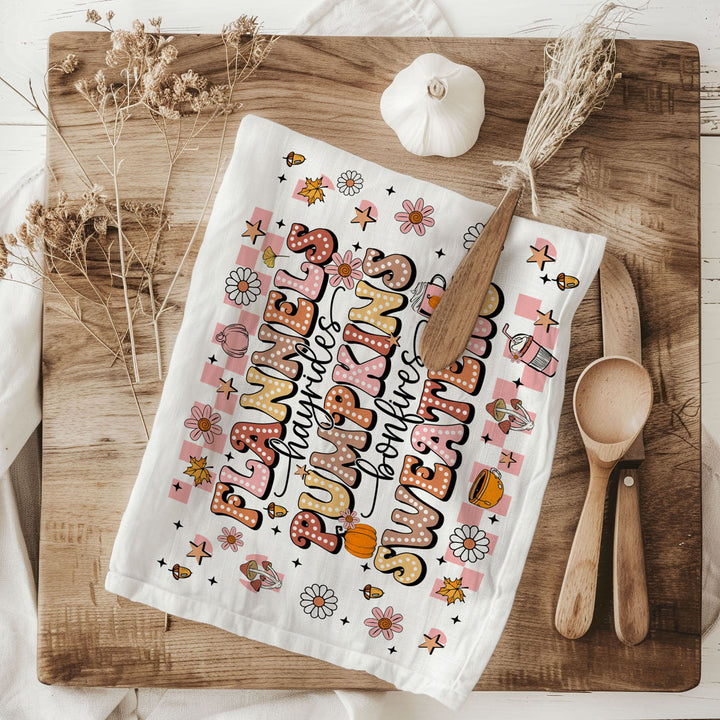 Pink Flannels Retro Fall Kitchen Tea Towel Autumn Decor Great Gift for Friends