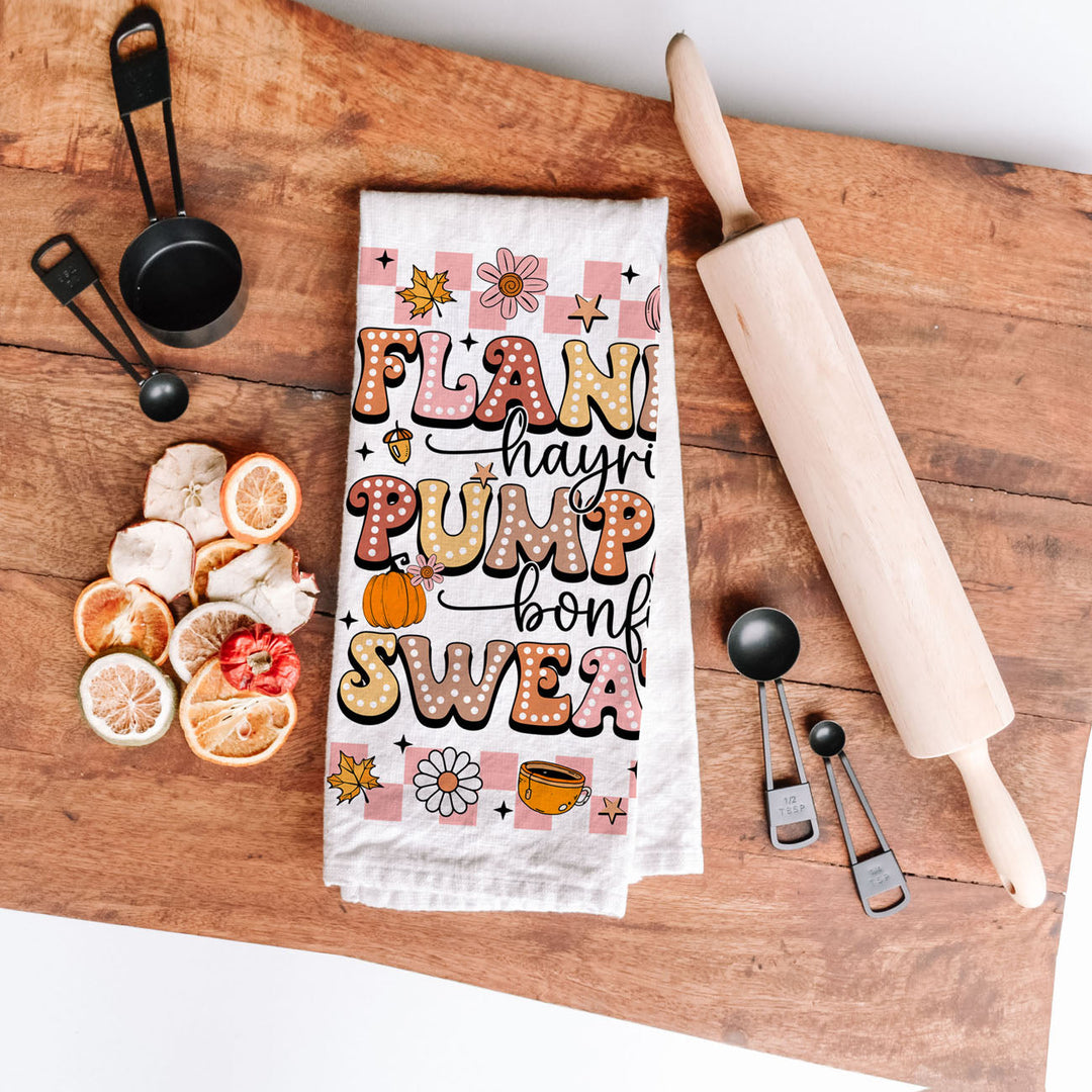 Pink Flannels Retro Fall Kitchen Tea Towel Autumn Decor Great Gift for Friends
