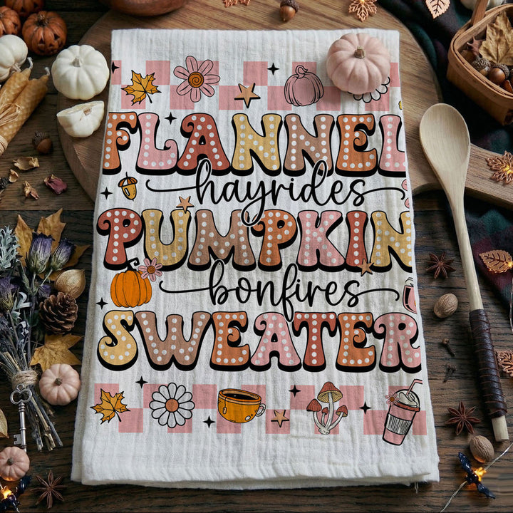Pink Flannels Retro Fall Kitchen Tea Towel Autumn Decor Great Gift for Friends