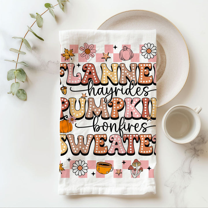 Pink Flannels Retro Fall Kitchen Tea Towel Autumn Decor Great Gift for Friends