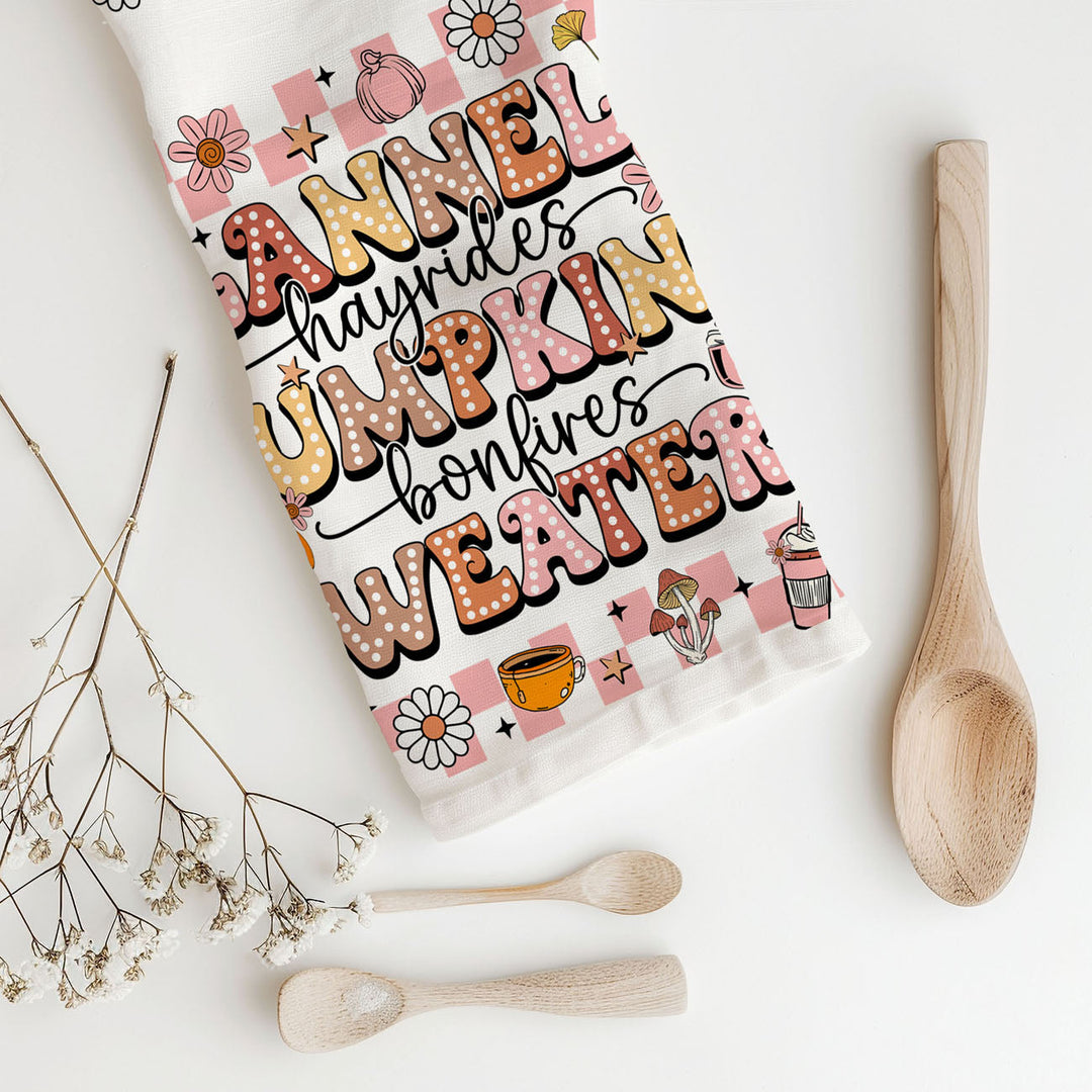 Pink Flannels Retro Fall Kitchen Tea Towel Autumn Decor Great Gift for Friends