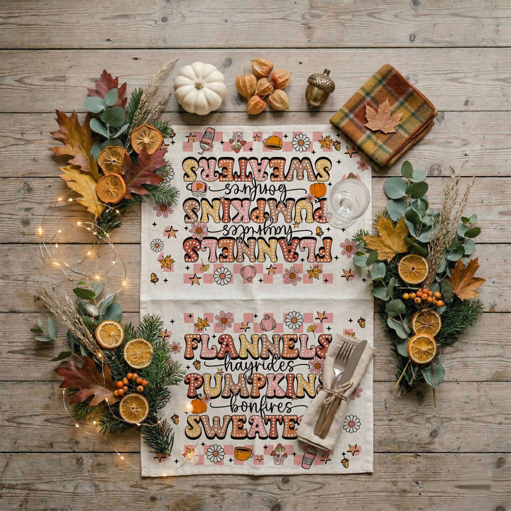 Pink Flannels Retro Fall Kitchen Tea Towel Autumn Decor Great Gift for Friends