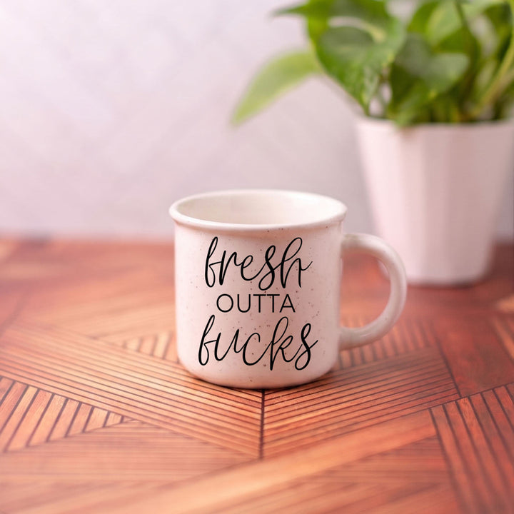 Fresh Outta Fucks Funny Ceramic Coffee Mug 14oz Double Sided Great Gifts for Her