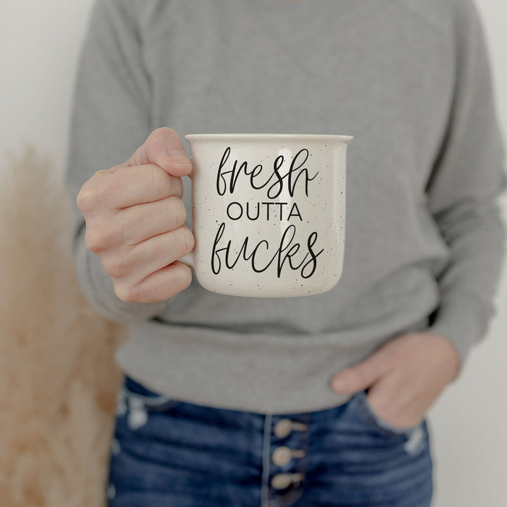 Fresh Outta Fucks Funny Ceramic Coffee Mug 14oz Double Sided Great Gifts for Her