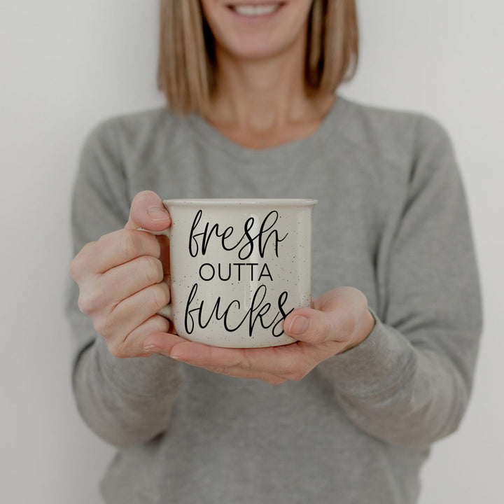 Fresh Outta Fucks Funny Ceramic Coffee Mug 14oz Double Sided Great Gifts for Her