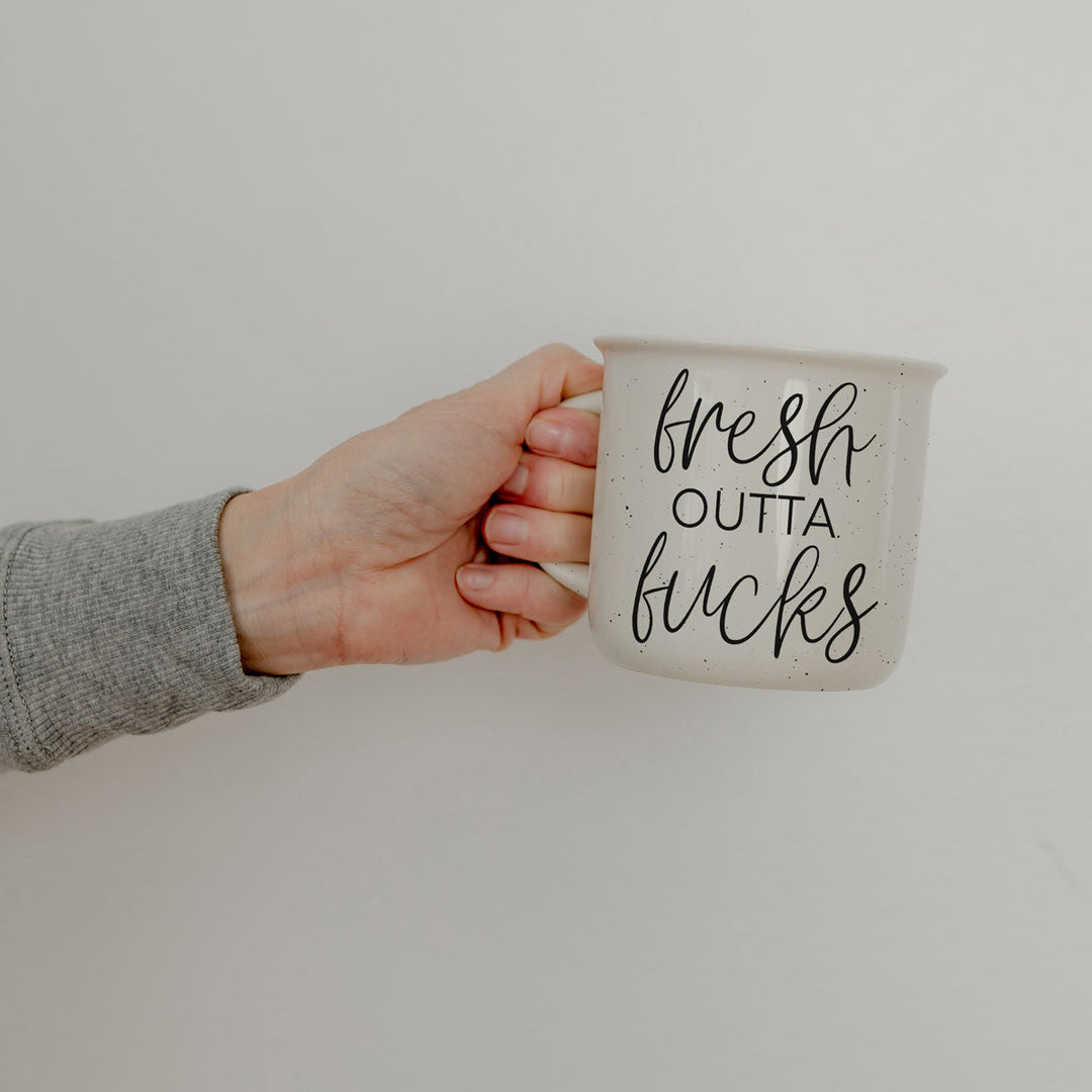 Fresh Outta Fucks Funny Ceramic Coffee Mug 14oz Double Sided Great Gifts for Her
