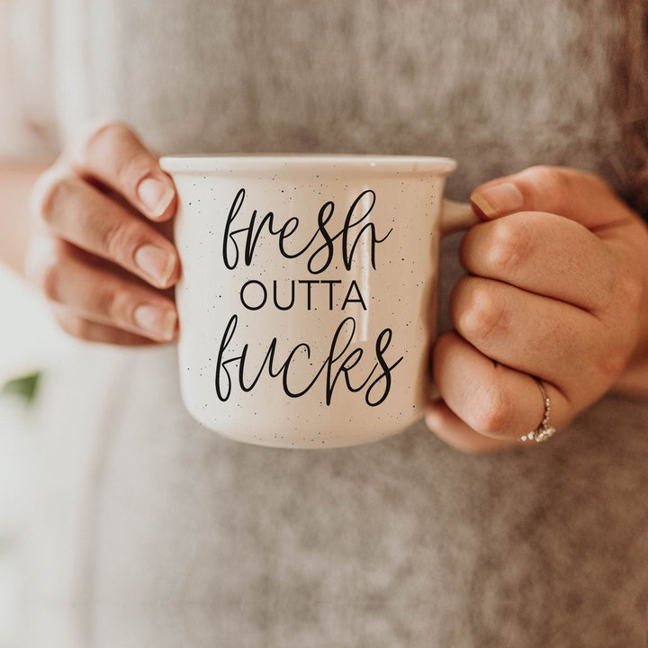 Fresh Outta Fucks Funny Ceramic Coffee Mug 14oz Double Sided Great Gifts for Her