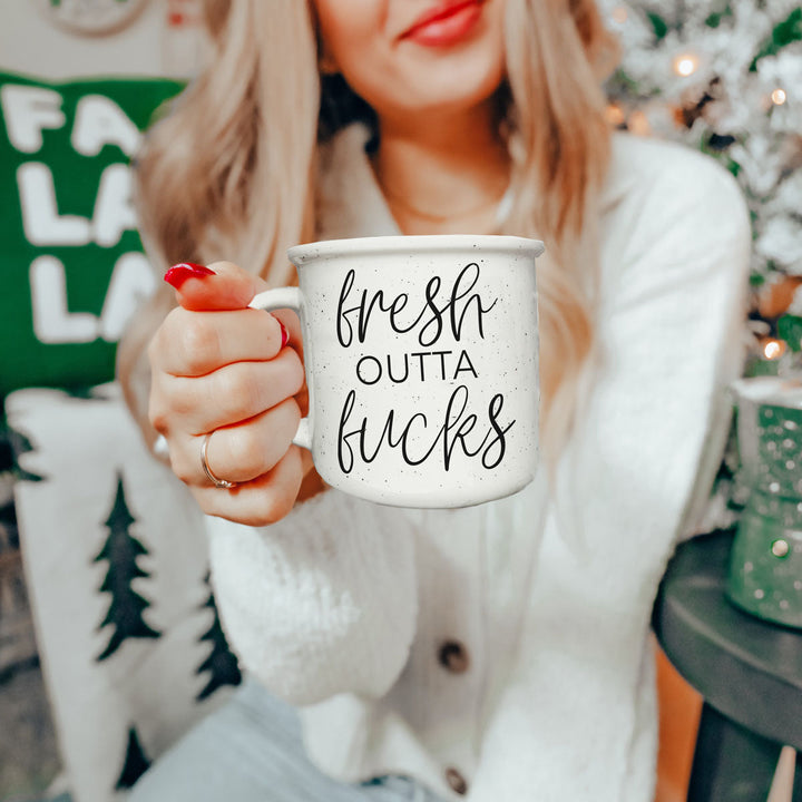 Fresh Outta Fucks Funny Ceramic Coffee Mug 14oz Double Sided Great Gifts for Her