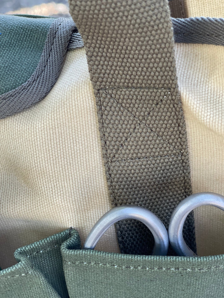 Waxed Canvas Garden Tool Bag | Heavy-Duty 8-Pocket Tote